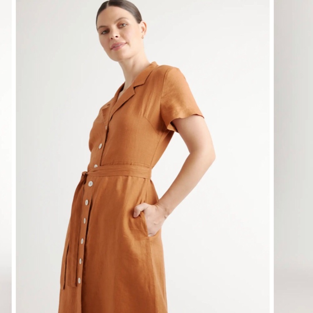 Quince Linen Button-Down Shirtdress